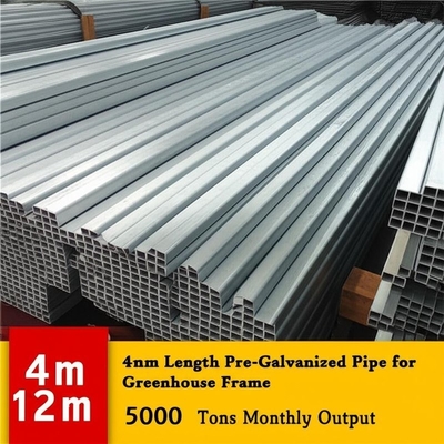 4m 12m Length Pre-Galvanized Pipe for Greenhouse Frame 5000 Tons Monthly Output